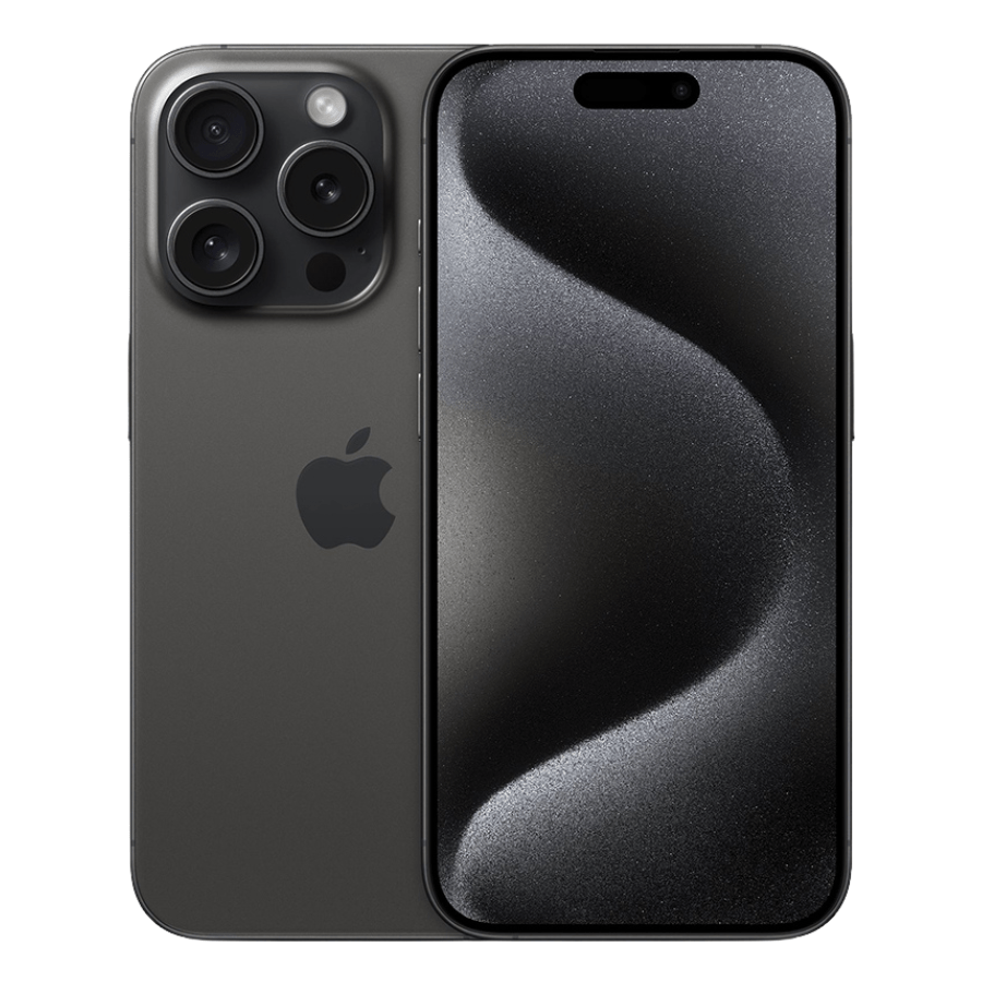 Iphone 15 Pro Titan Đen mặt trước và mặt sau