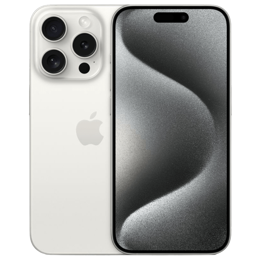 Iphone 15 Pro Titan Trắng mặt trước và mặt sau