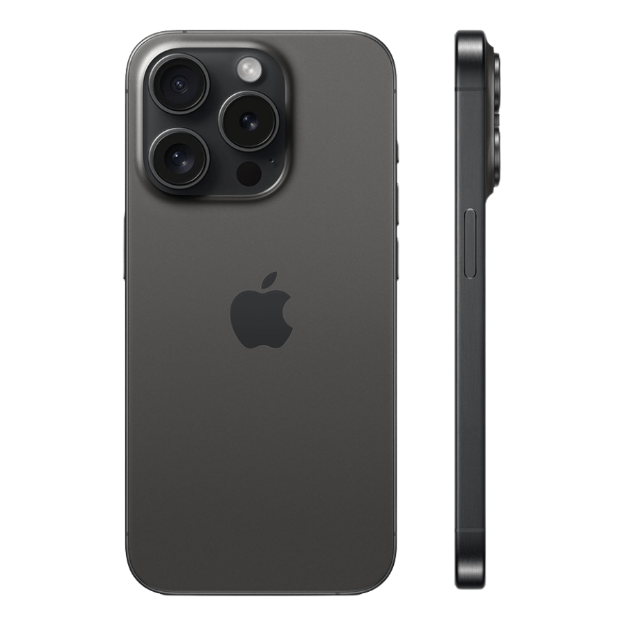 Iphone 15 Pro Titan Đen mặt sau và viền cạnh bên