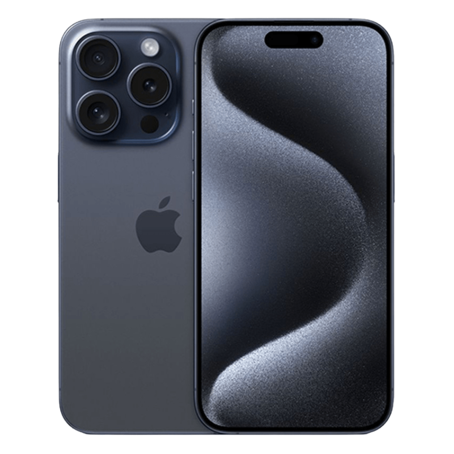 Iphone 15 Pro Titan Xanh mặt trước và mặt sau