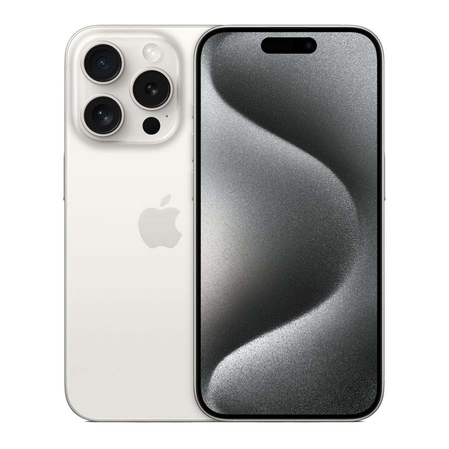 Iphone 15 Promax Titan trăng mặt trước và mặt sau