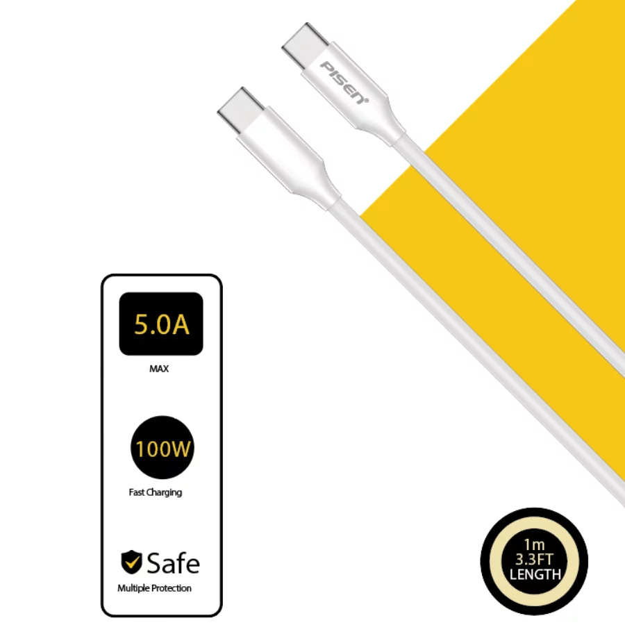 Cáp sạc Type C to C Pisen 100W (1m)
