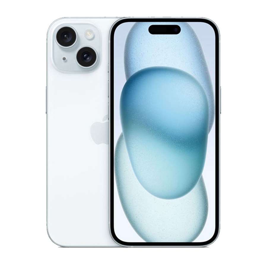 Iphone 15 xanh dương mặt trước và mặt sau
