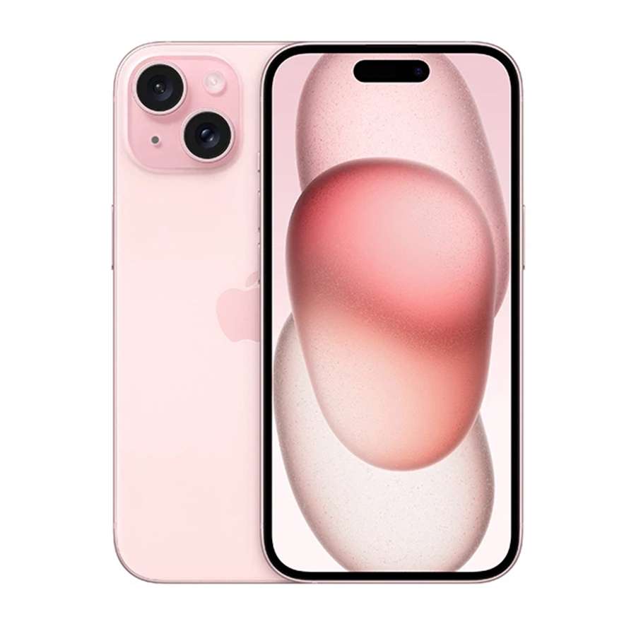 Iphone 15 hồng mặt trước và mặt sau