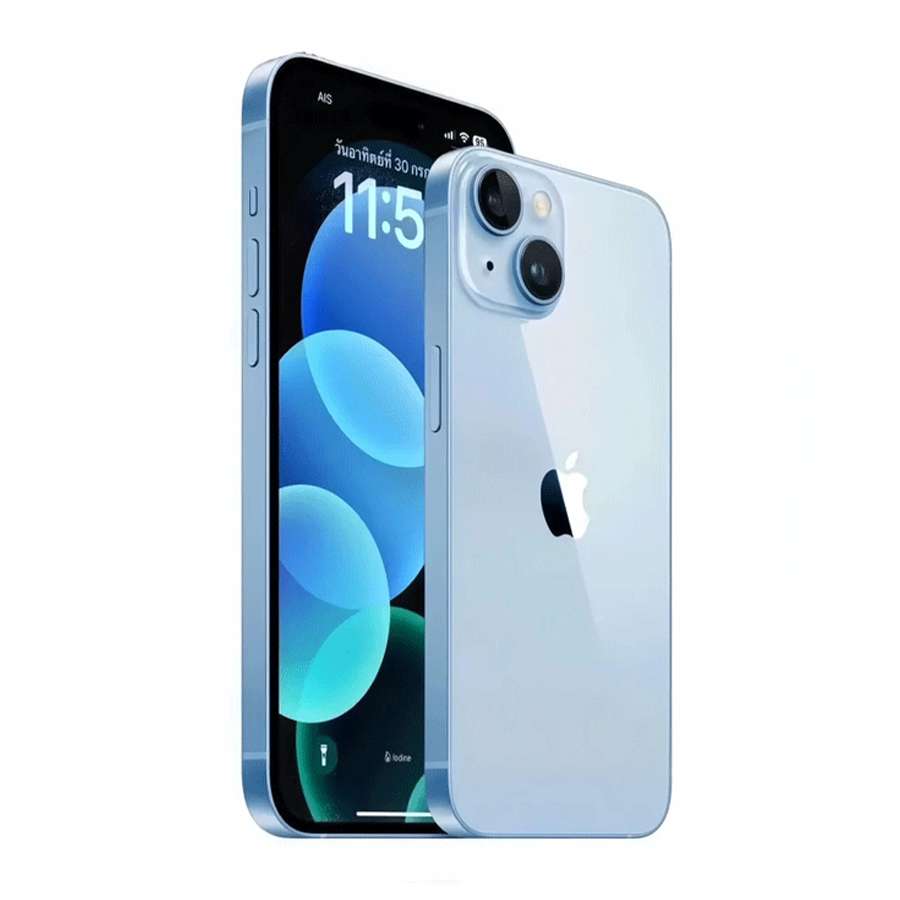 Iphone 15 xanh dương mặt trước và mặt sau