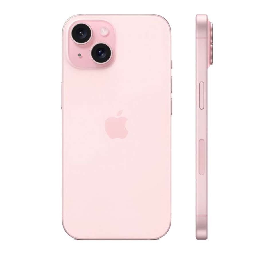 Iphone 15 hồng mặt sau và viền cạnh bên