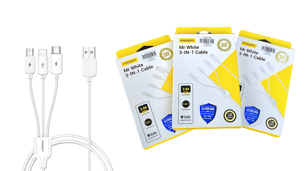 Cáp sạc đa năng 3in1 Pisen (LightningType-CMicro USB)