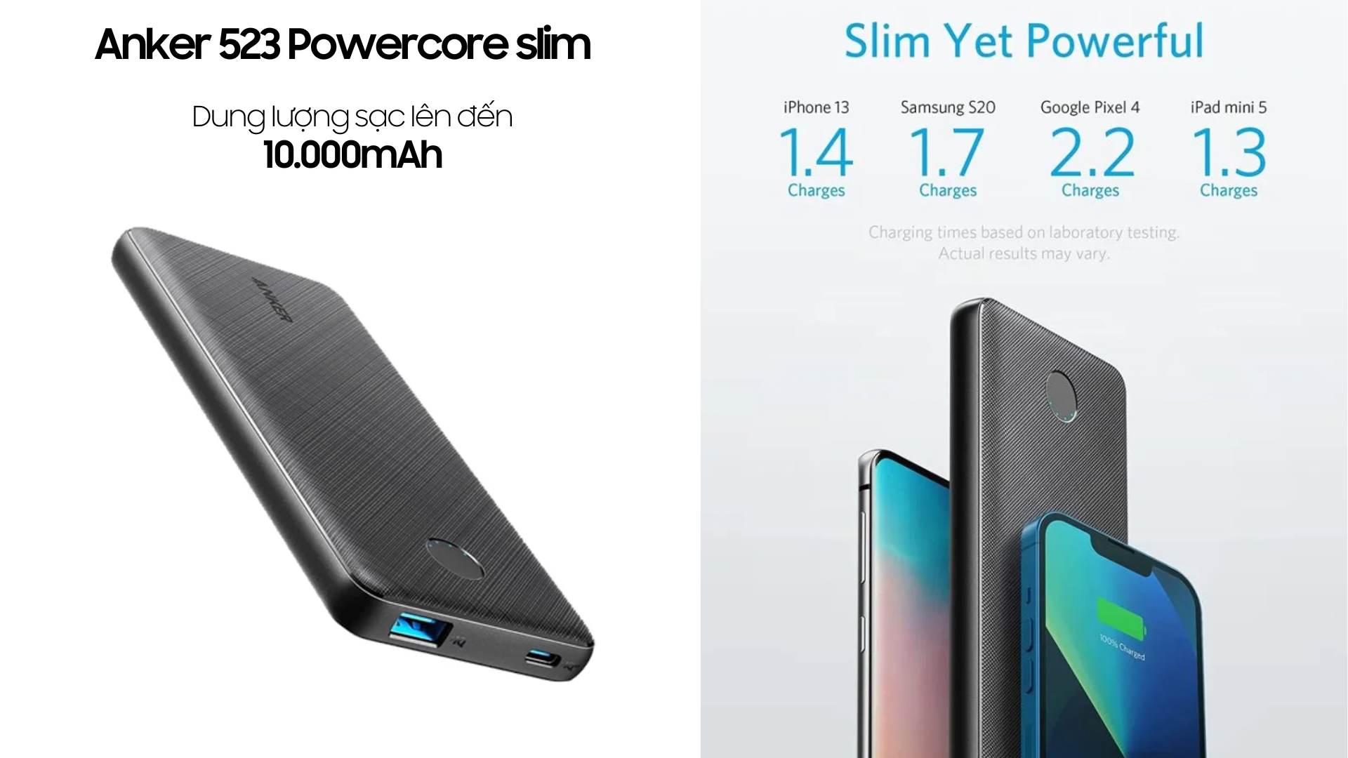 Pin sạc dự phòng Anker 10.000mAh - 523 Powercore slim