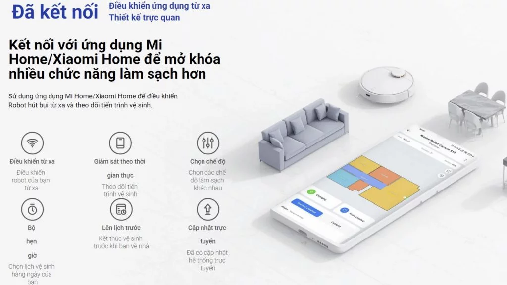 Xiaomi Robot Vacuum S10Robot Vacuum S10 kết nối app Mi home. điều khiển dễ dàng