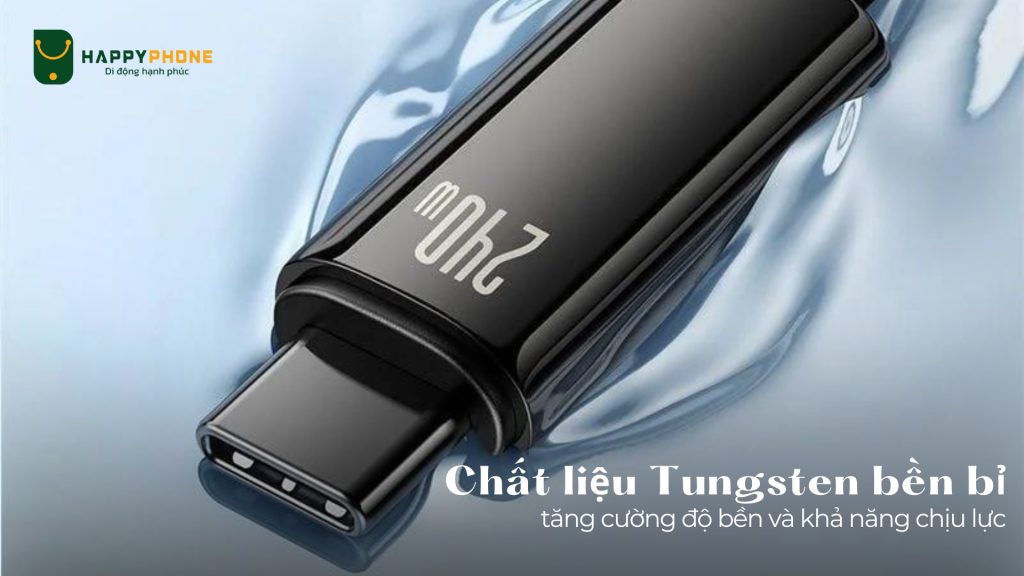 Cáp sạc Baseus Tungsten Gold làm từ chất liệu cao cấp giúp tăng độ bền và tuổi thọ sử dụng