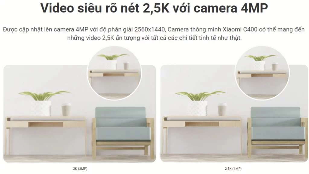 Camera Xiaomi C400 Video siêu rõ nét 2,5K với camera 4MP