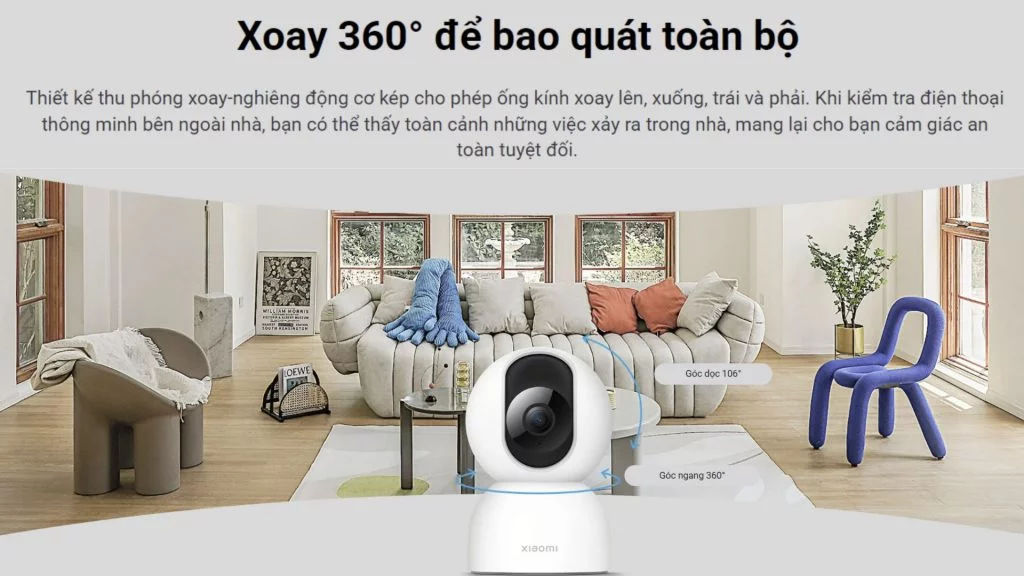 Camera Xiaomi C400 Xoay 360° để bao quát toàn bộ