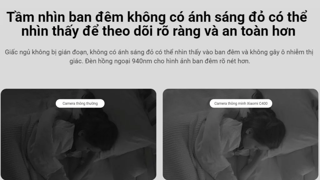 Camera Xiaomi C400 thấy rõ trong bóng tối