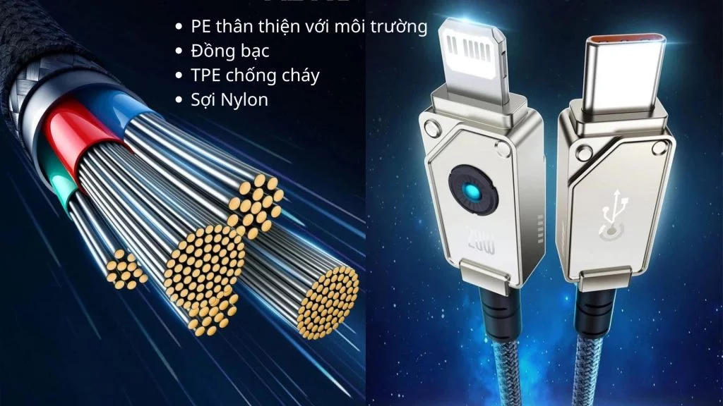 Cáp sạc Type C to C Baseus Display 100W (2m) chất liệu nhựa ABS cao cấp