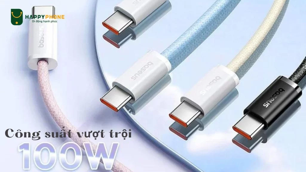 Cáp sạc Type C to C Baseus Dynamic 3 với công suất 100W giúp sạc nhanh và hiệu quả
