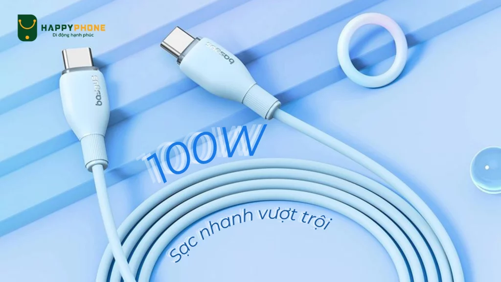 Cáp sạc Type C to C Baseus Pudding 100W (2m) mang đến hiệu quả sạc nhanh vượt trội