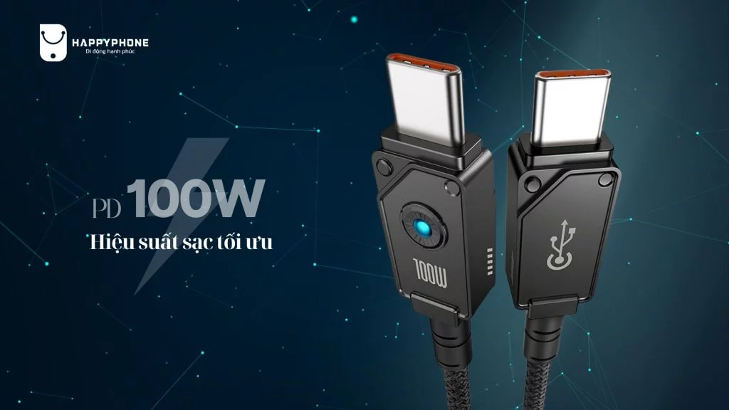 Cáp sạc Type C to C Baseus Unbreakable 100W (1m) hỗ trợ công suất sạc lên đến 100W