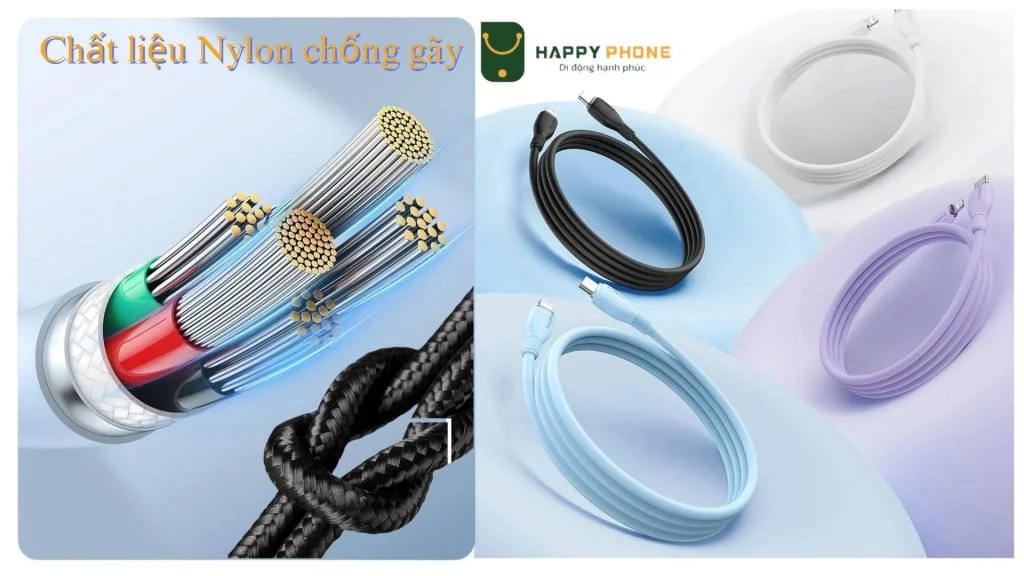 Cáp sạc Type-C to Lightning Baseus Pudding 20W (2m) Chất liệu Nylon chống gãy