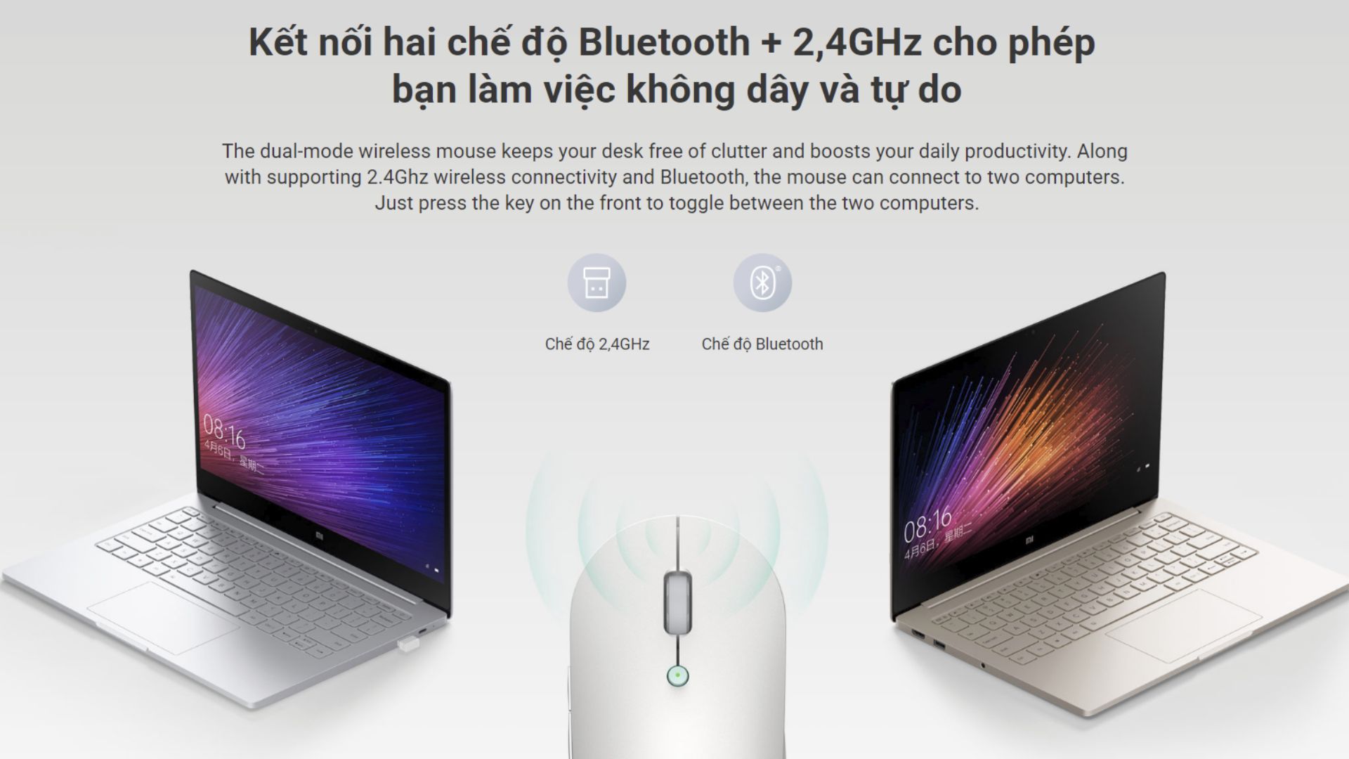 Chuột Bluetooth Xiaomi Mi Dual Mode Wireless kết nối bluetooth đa dạng thiết bị