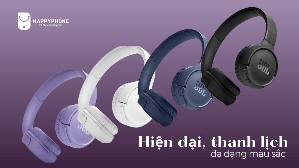 Tai nghe Bluetooth JBL Tune 520BT có thiết kế hiện đại, thanh lịch, nhiều màu sắc