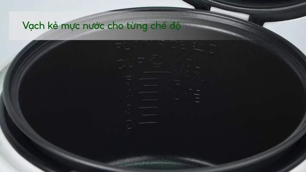 Nồi Cơm Cơ Cuckoo CR-0671_VWVNCV 1.08L Trắng&Tím Vạch kẻ mực nước cho từng chế độ