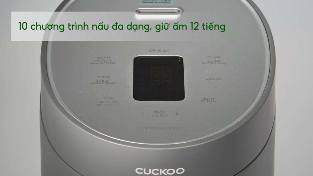 Nồi Cơm Điện Tử Cuckoo (CR-0675F_UGUGCRVN) 1.08L Xám 10 chương trình nấu đa dạng, giữ ấm 12 tiếng