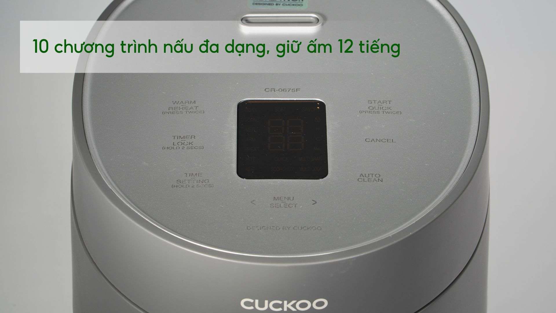 Nồi Cơm Điện Tử Cuckoo (CR-0675F_UGUGCRVN) 1.08L Xám 10 chương trình nấu đa dạng, giữ ấm 12 tiếng