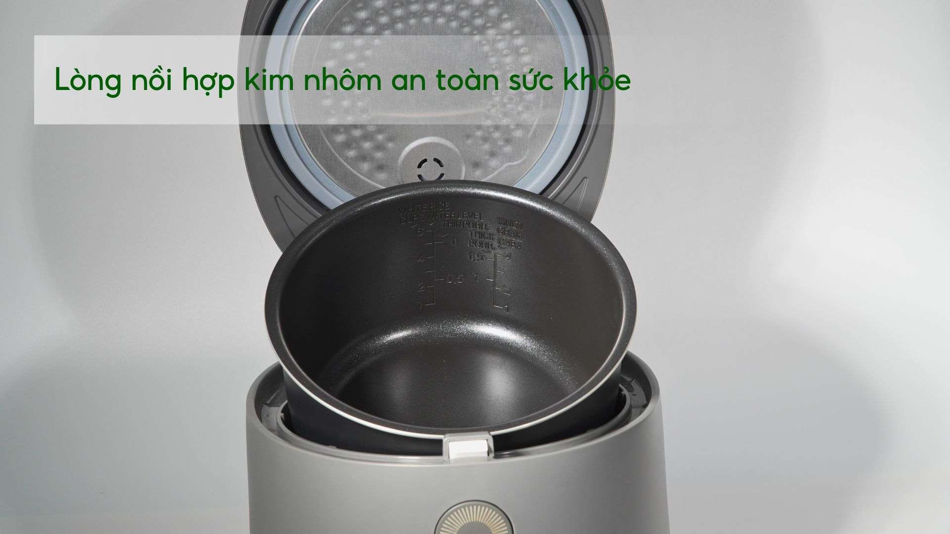 Nồi Cơm Điện Tử Cuckoo (CR-0675F_UGUGCRVN) 1.08L Xám Lòng nồi hợp kim nhôm an toàn sức khỏe