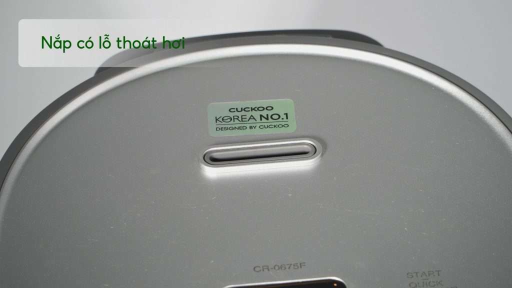 Nồi Cơm Điện Tử Cuckoo (CR-0675F_UGUGCRVN) 1.08L Xám Nắp có lỗ thoát hơi