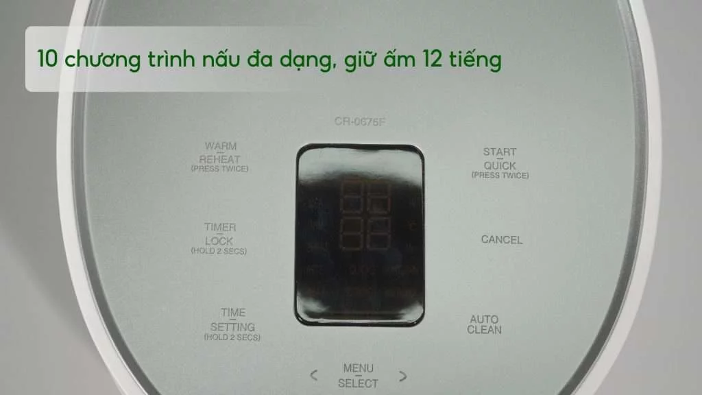 Nồi Cơm Điện Tử Cuckoo (CR-0675F_WHWHVNCV) 1.08L Trắng 10 chương trình nấu đa dạng, giữ ấm 12 tiếng