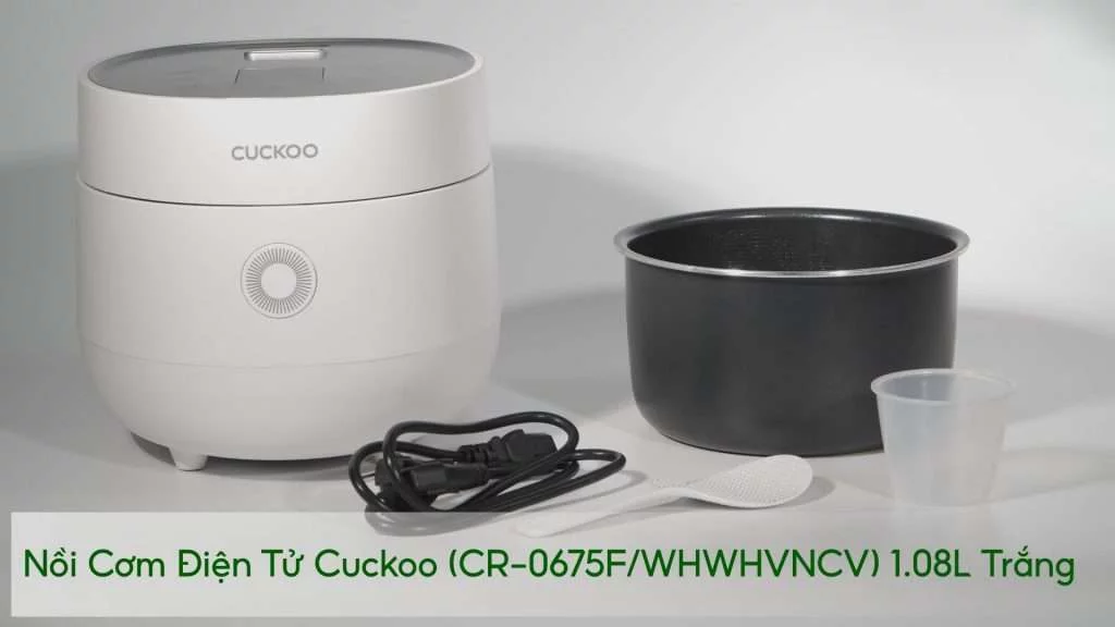 Nồi Cơm Điện Tử Cuckoo (CR-0675F_WHWHVNCV) 1.08L Trắng bộ sản phẩm
