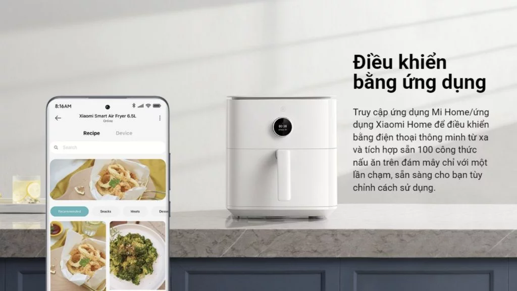 Nồi chiên không dầu Xiaomi Smart Air Fryer 6.5L điều khiển bằng ứng dụng Xiaomi
