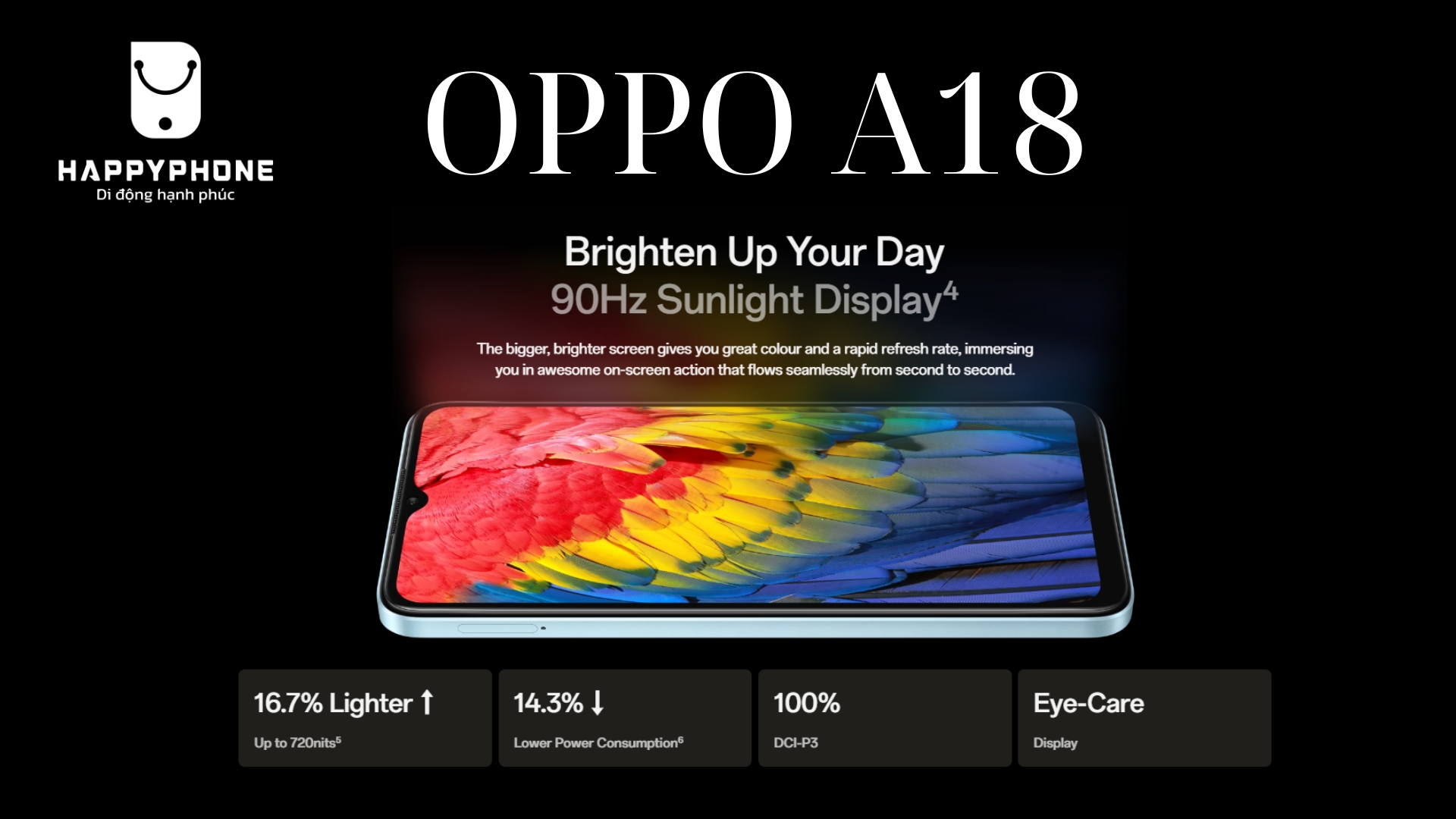 Màn hình Oppo A18 mang đến trải nghiệm tuyệt vời