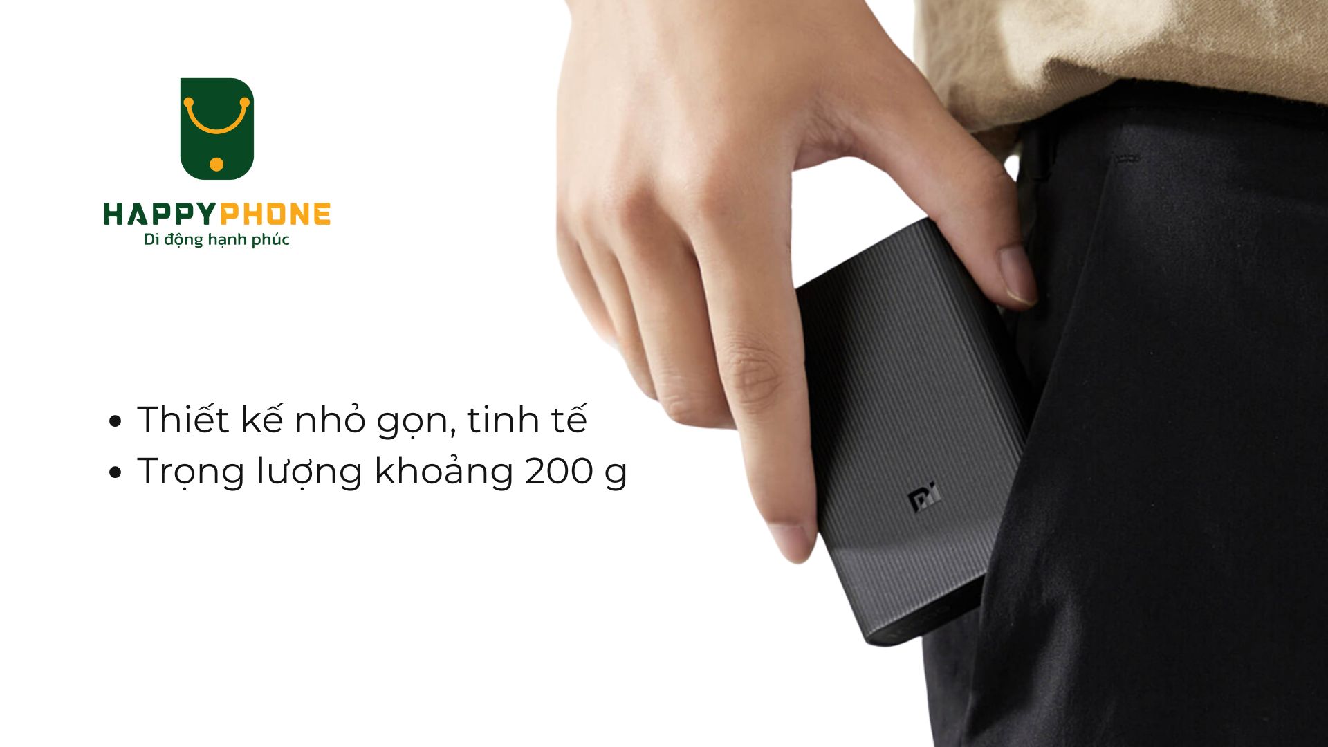 Pin sạc dự phòng 10000mAh Xiaomi 3 Ultra (22,5W) Thiết kế nhỏ gọn, tinh tế Trọng lượng khoảng 200 g