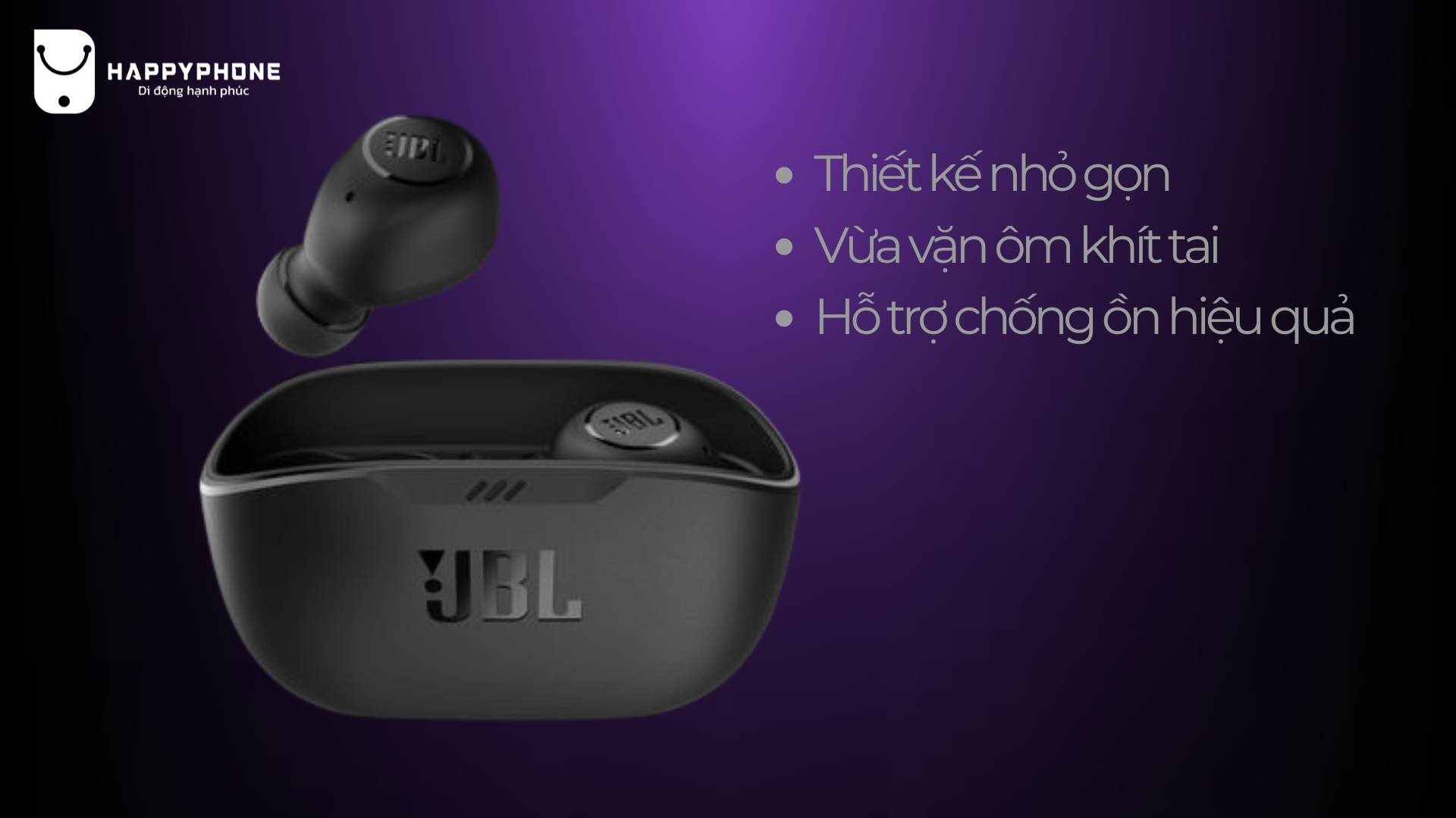 Tai nghe JBL Wave Beam thiết kế Comfortable fit hỗ trợ chống ồn hiệu quả