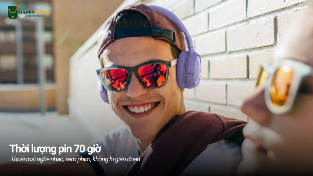 Tai nghe JBL Tune 670NC có thời lượng pin dài lên đến 70 giờ cùng công nghệ sạc nhanh vượt trội