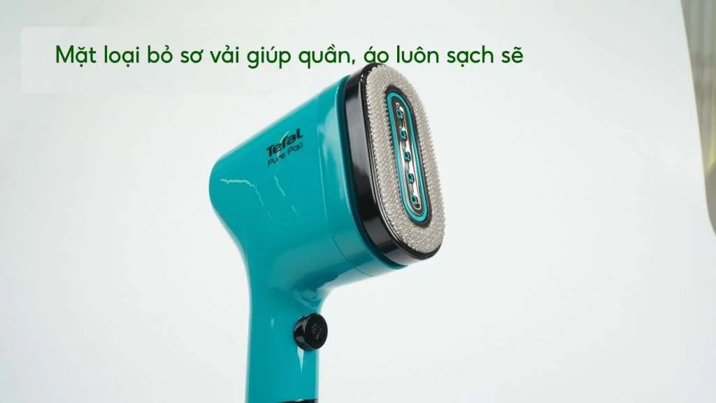 Bàn Ủi Hơi Nước Cầm Tay Tefal DT2024E1 70Ml Xanh Lơ Mặt loại bỏ sơ vải giúp quần, áo luôn sạch sẽ