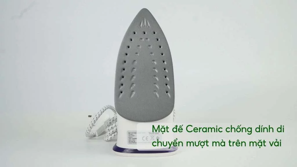 Bàn Ủi Hơi Nước Tefal FV1054L0 180Ml Xanh Mặt đế Ceramic chống dính di chuyển mượt mà trên mặt vải