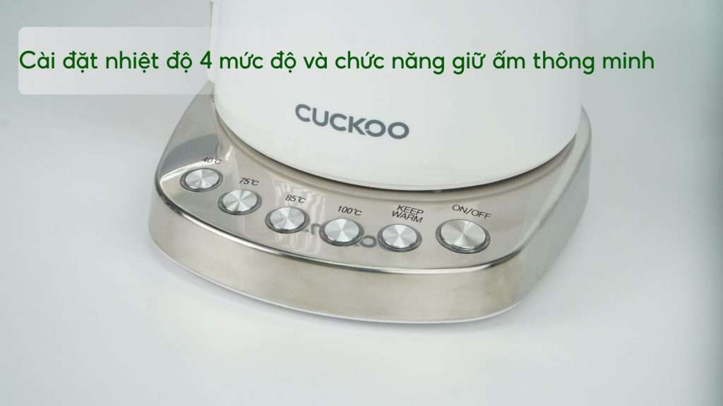 Bình Đun Siêu Tốc Cuckoo (CK-A170T_WHVNCV) 1.7L Trắng Cài đặt nhiệt độ 4 mức độ và chức năng giữ ấm thông minh