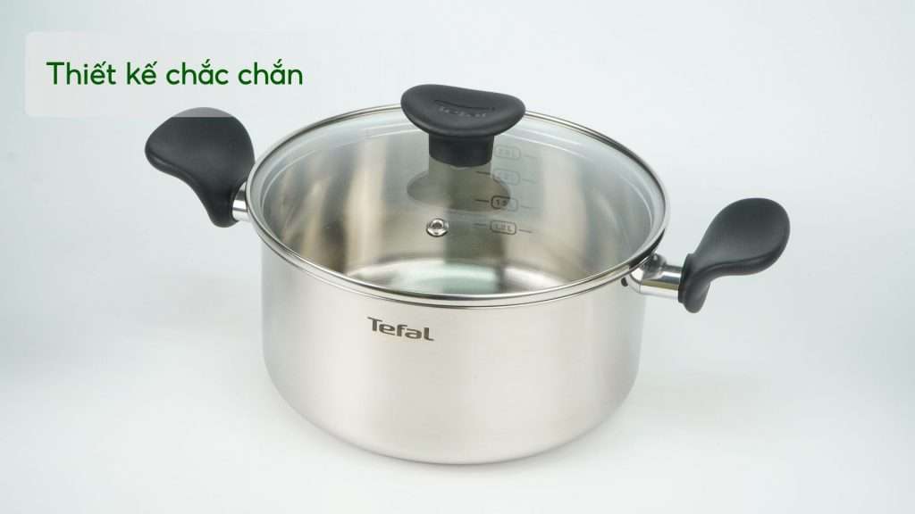 Bộ Nồi Tefal E308S674 16_18_20Cm Xám Bạc Thiết kế chắc chắn