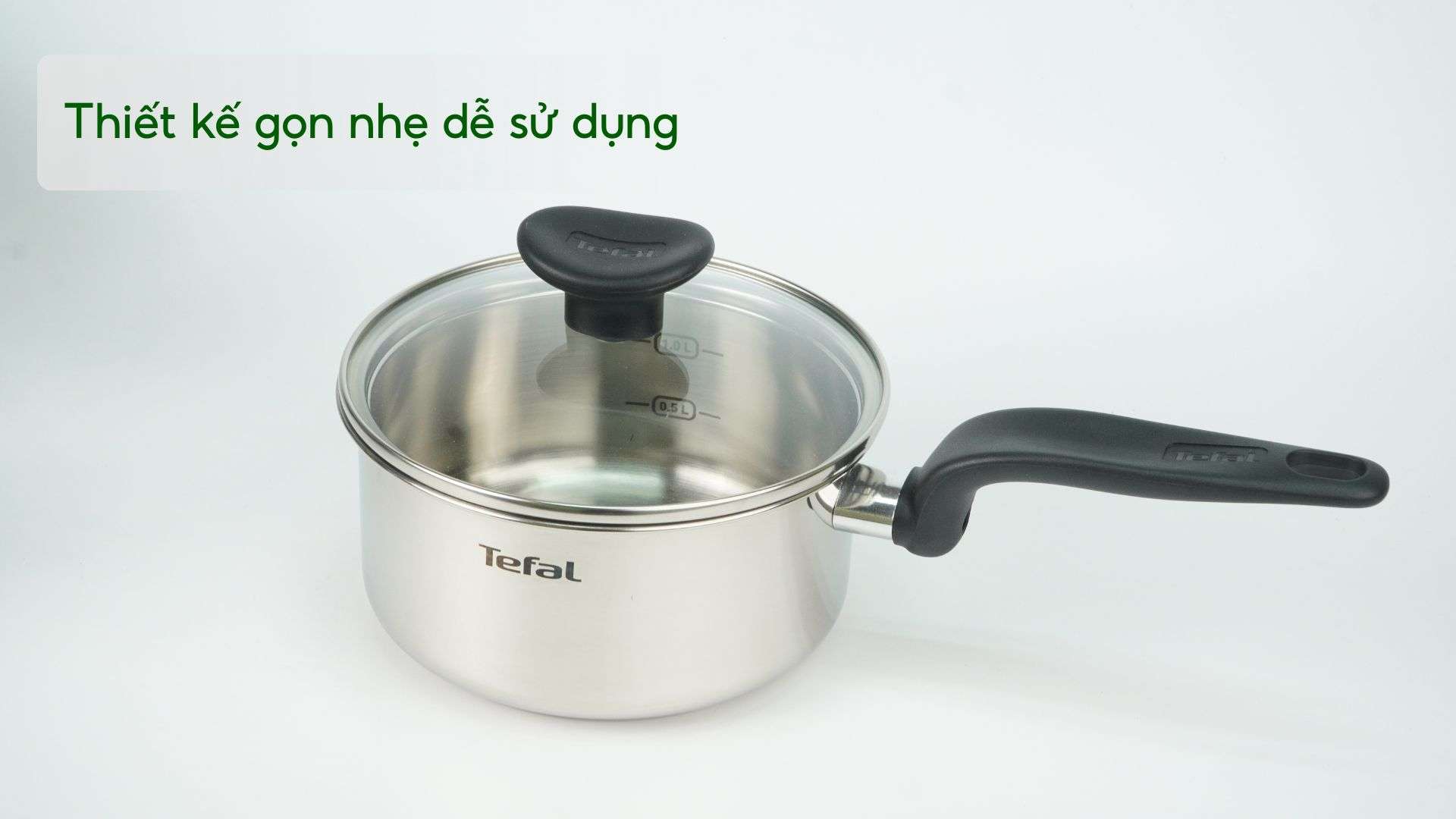 Bộ Nồi Tefal E308S674 16_18_20Cm Xám Bạc Thiết kế gọn nhẹ dễ sử dụng