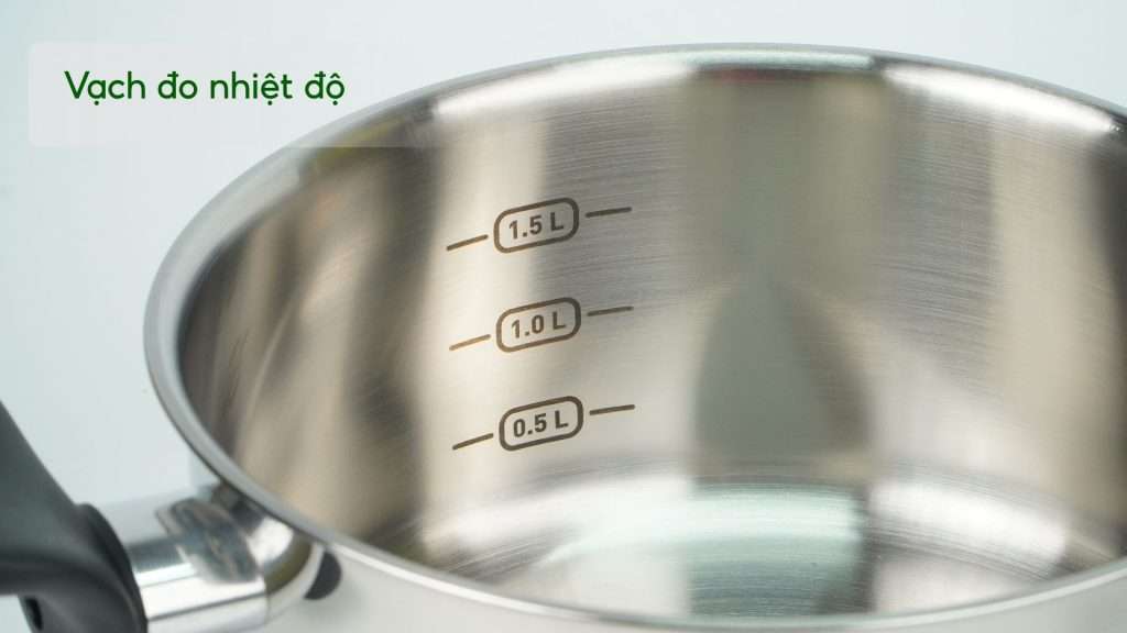 Bộ Nồi Tefal E308S674 16_18_20Cm Xám Bạc Vạch đo nhiệt độ