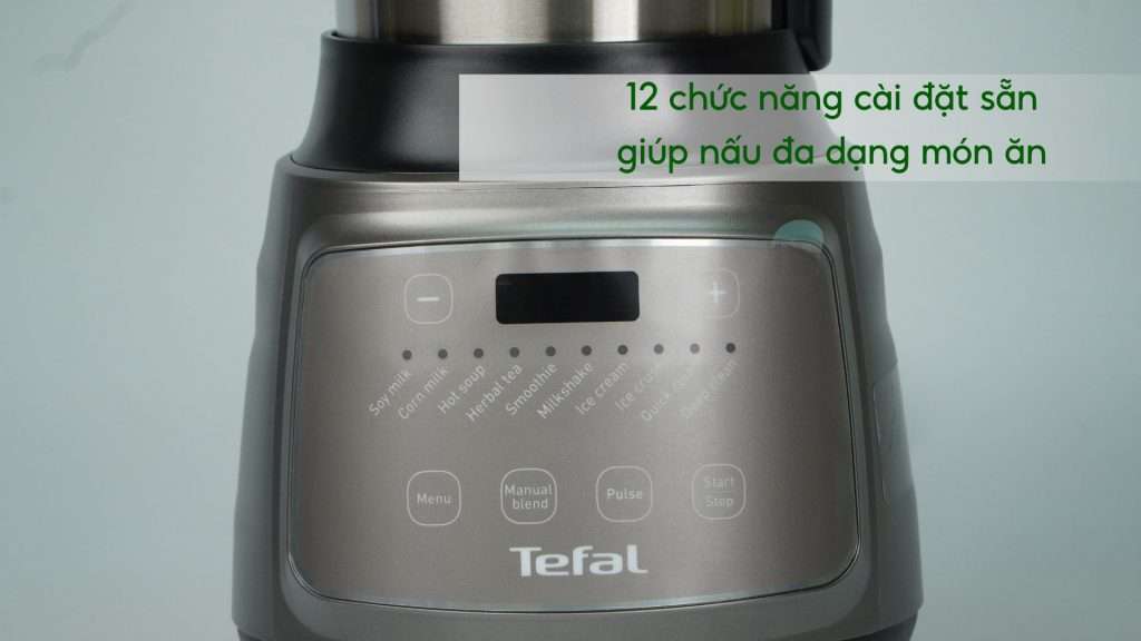 Máy xay sinh tố làm sữa hạt Tefal BL967B66 1.75L Xám 12 chức năng cài đặt sẵn giúp nấu đa dạng món ăn