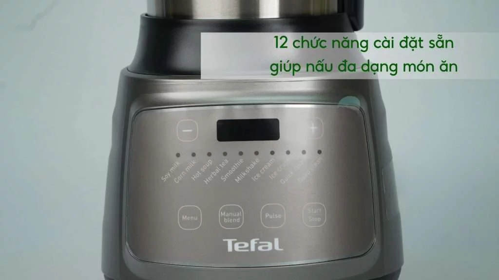 Máy xay sinh tố làm sữa hạt Tefal BL967B66 1.75L Xám 12 chức năng cài đặt sẵn giúp nấu đa dạng món ăn