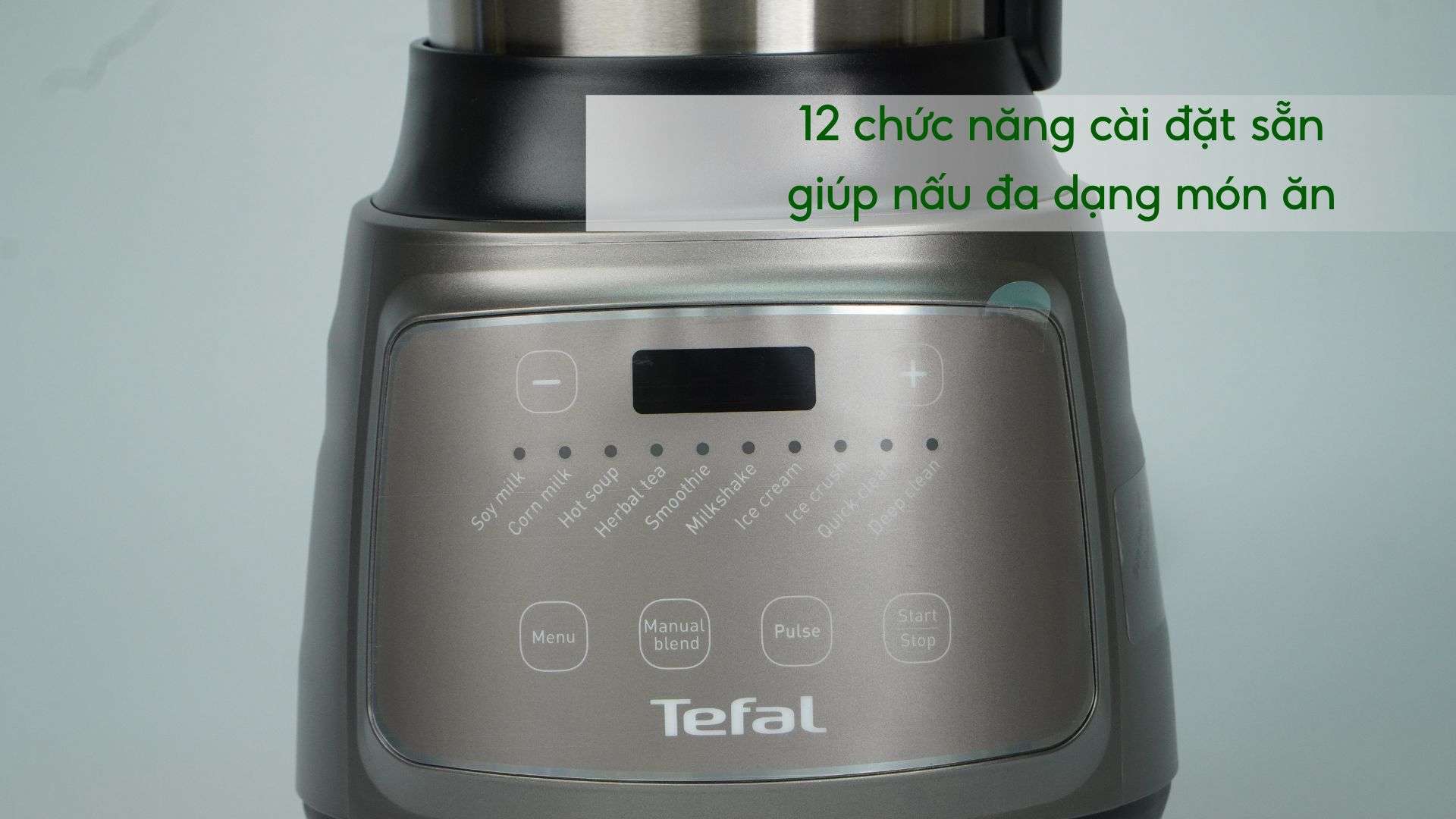 Máy xay sinh tố làm sữa hạt Tefal BL967B66 1.75L Xám 12 chức năng cài đặt sẵn giúp nấu đa dạng món ăn