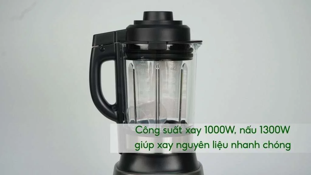 Máy xay sinh tố làm sữa hạt Tefal BL967B66 1.75L Xám Công suất xay 1000W, nấu 1300W giúp xay nguyên liệu nhanh chóng