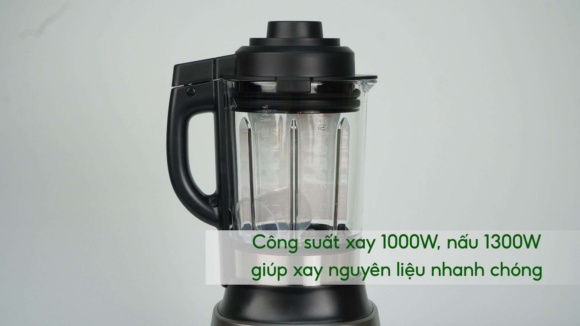 Máy xay sinh tố làm sữa hạt Tefal BL967B66 1.75L Xám Công suất xay 1000W, nấu 1300W giúp xay nguyên liệu nhanh chóng