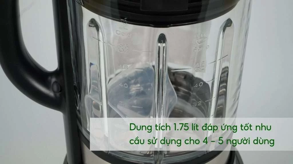 Máy xay sinh tố làm sữa hạt Tefal BL967B66 1.75L Xám Dung tích 1.75 lít đáp ứng tốt nhu cầu sử dụng cho 4 – 5 người dùng