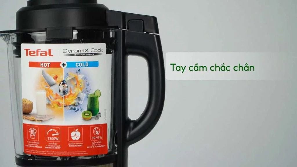 Máy xay sinh tố làm sữa hạt Tefal BL967B66 1.75L Xám Tay cầm chắc chắn