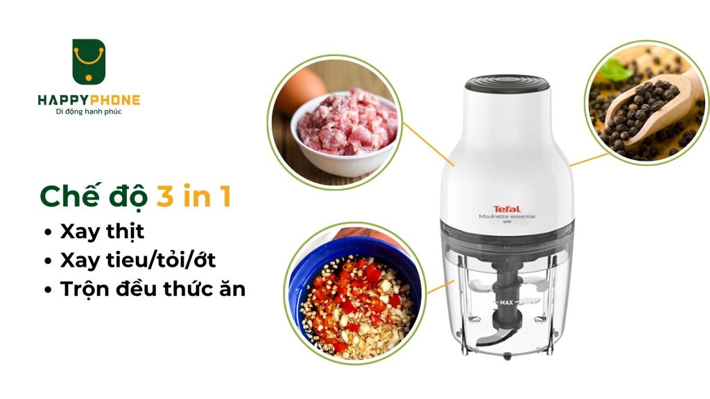 Máy xay thực phẩm Tefal 0.4 lít (MB520138) với chế độ 3 trong 1